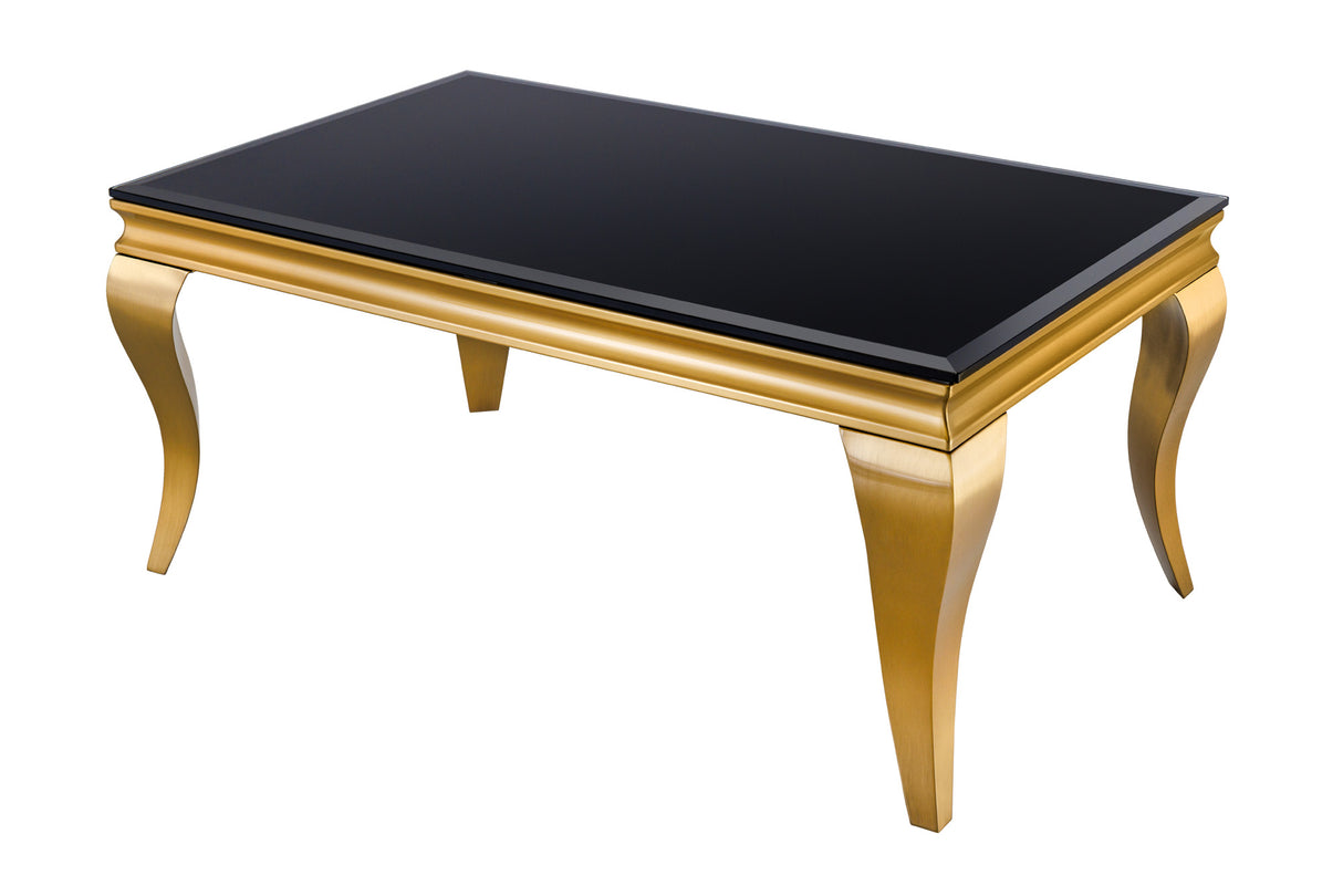 Couchtisch MODERN BAROCK 100cm gehärtetes Opalglas schwarz gold