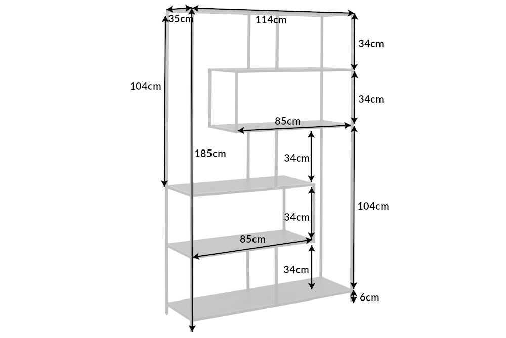 Regal SLIM LINE 185x115cm Esche Holzoptik schwarz
