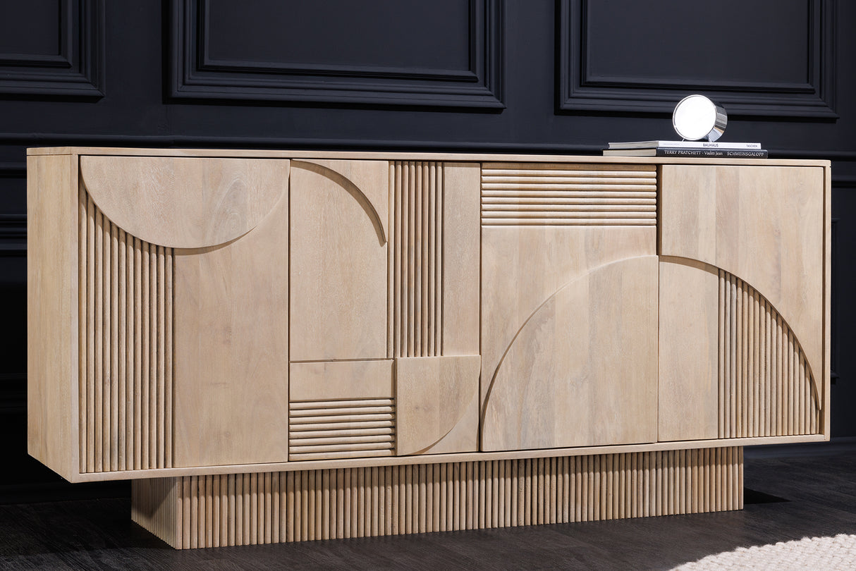 Sideboard ART DECO 170cm 3D Mangoholz weißgekalkt