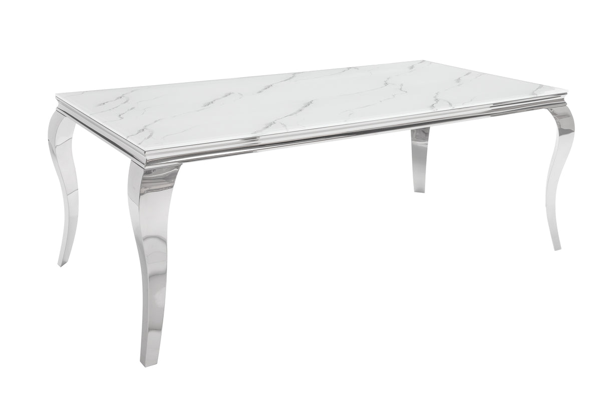Esstisch MODERN BAROCK 200cm Marmoroptik Hartglas