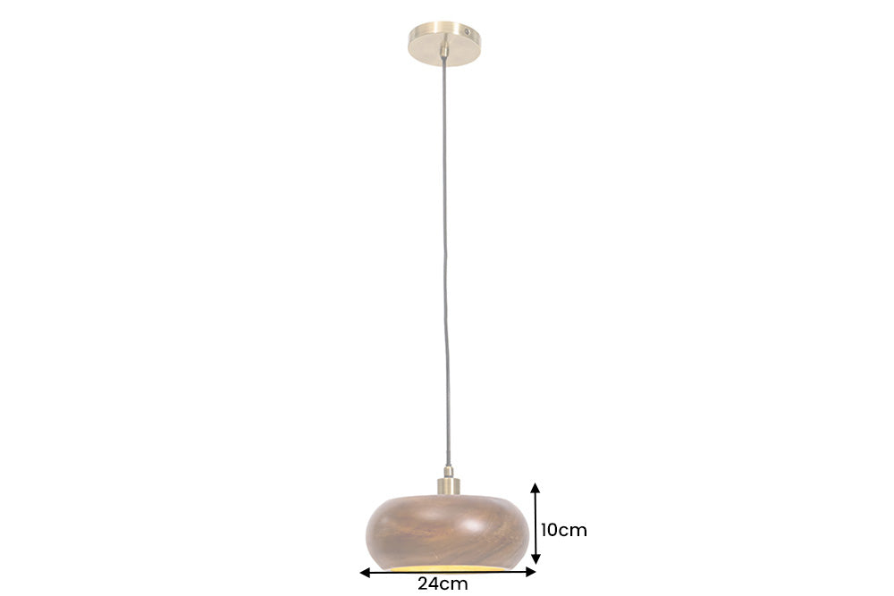 Pendant Lamp ALVA 25cm iron and acacia wood natural