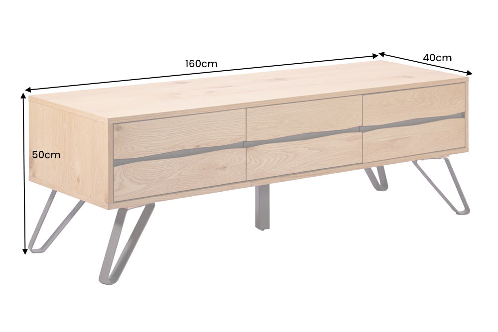 TV-Lowboard LIVING EDGE 160cm oak wood w/ black legs