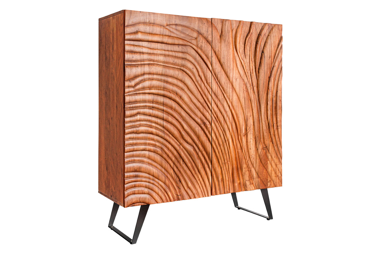 Highboard FLUID 120cm 3D acacia wood walnut brown