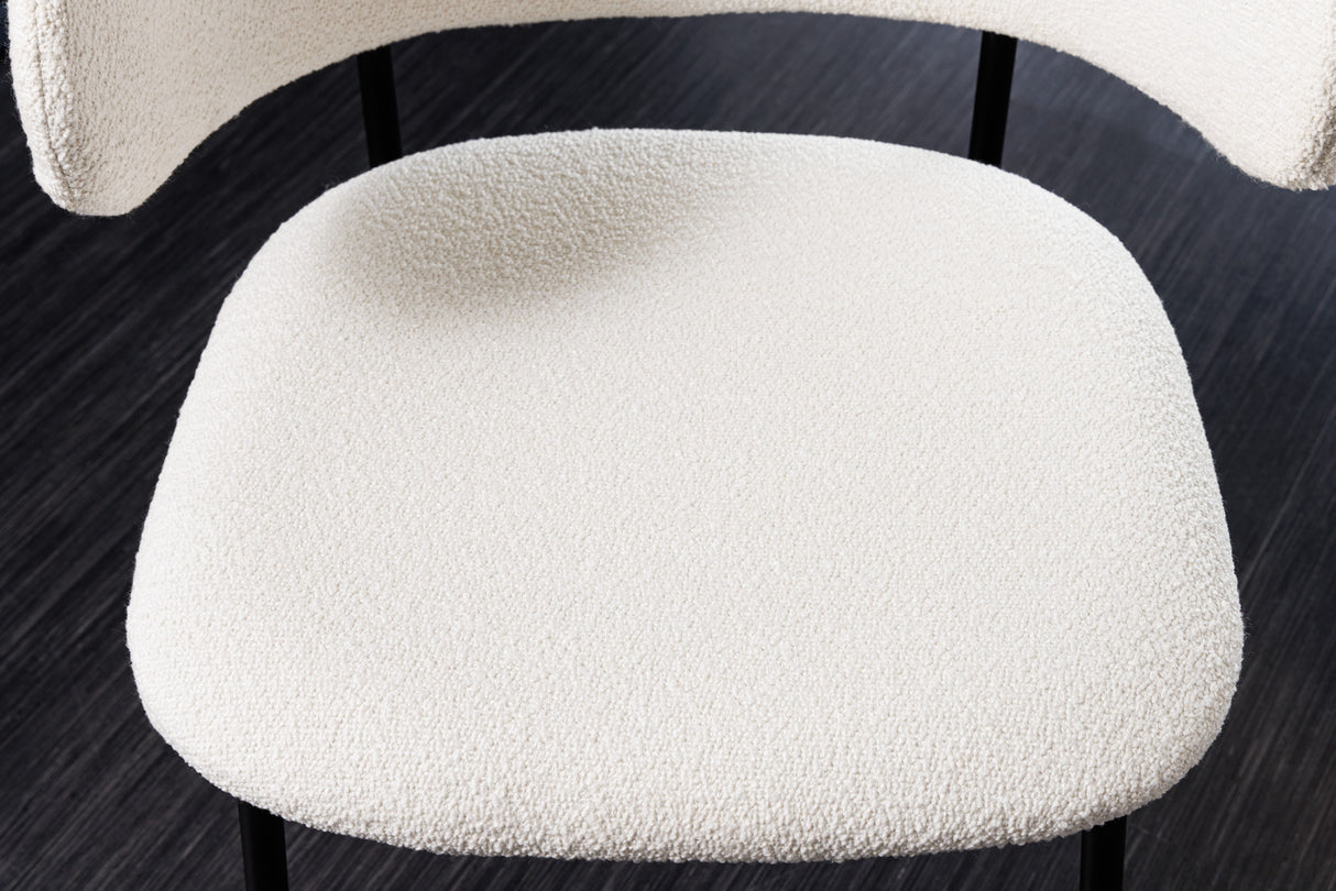 Chair TRACY ALPINE bouclé white black legs