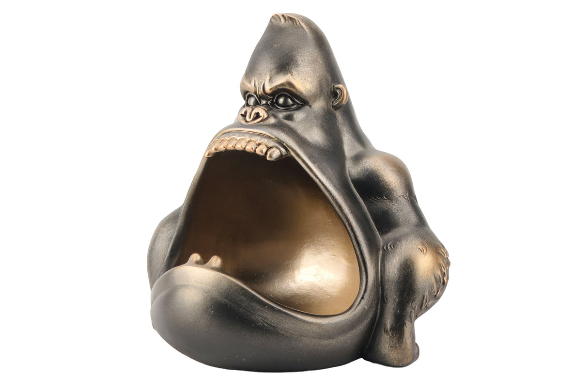 Decoration bowl KING APE 35cm with storage compartment bronze