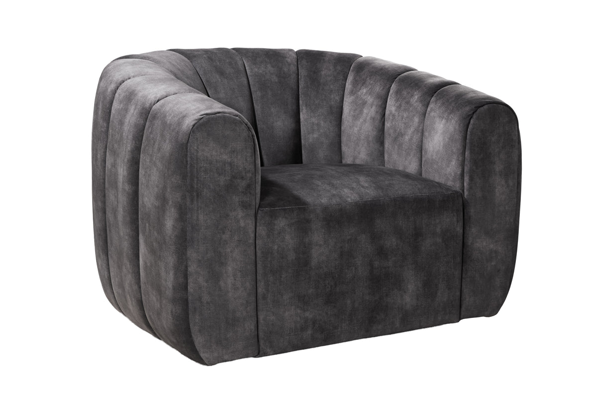 Armchair BABYLON 360° rotatable velvet dark grey