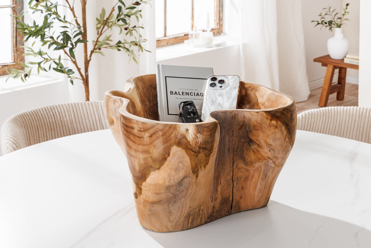 Dekoschale FLOWERS 35cm Teakholz natur