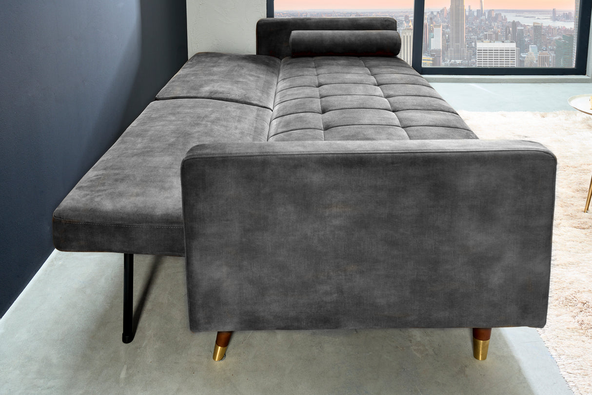 Schlafsofa COUTURE 200cm Microvelours grau