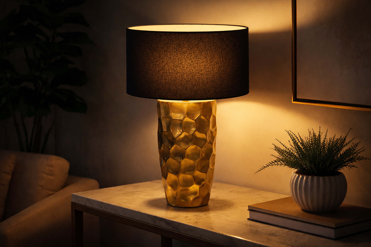 Table lamp AURELIA 55cm hammer stroke effect gold