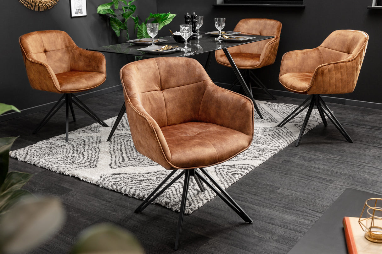 Swivel chair EUPHORIA rotatable 180° with armrests velvet brown