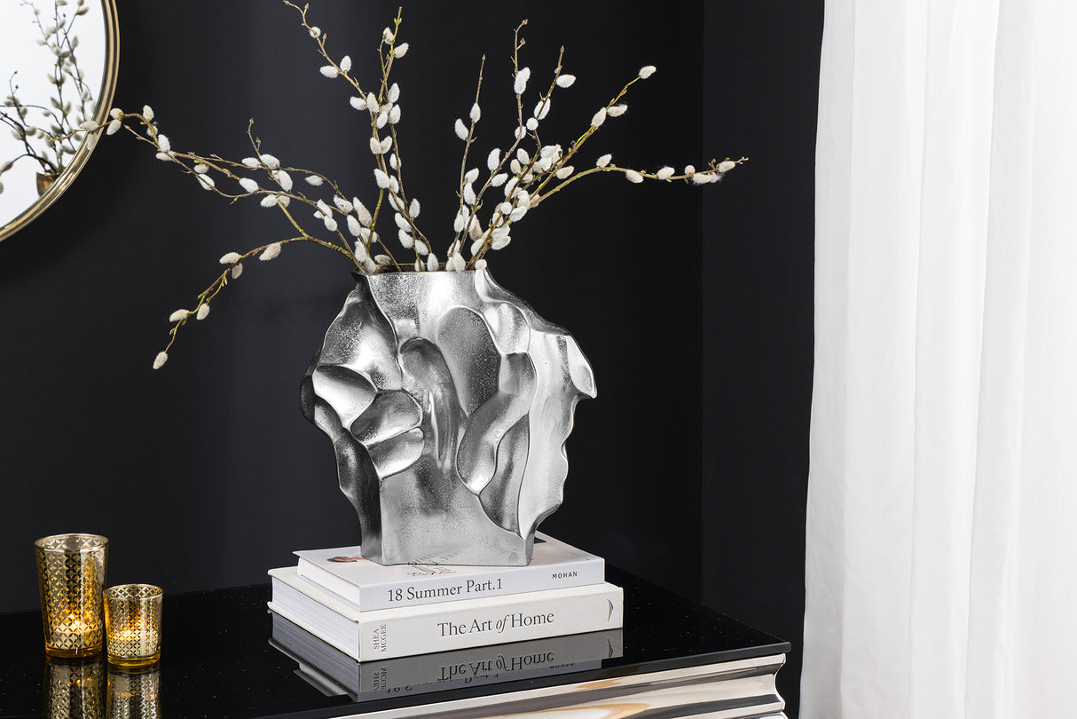 Vase LIQUID 25cm Hammerschlageffekt silber