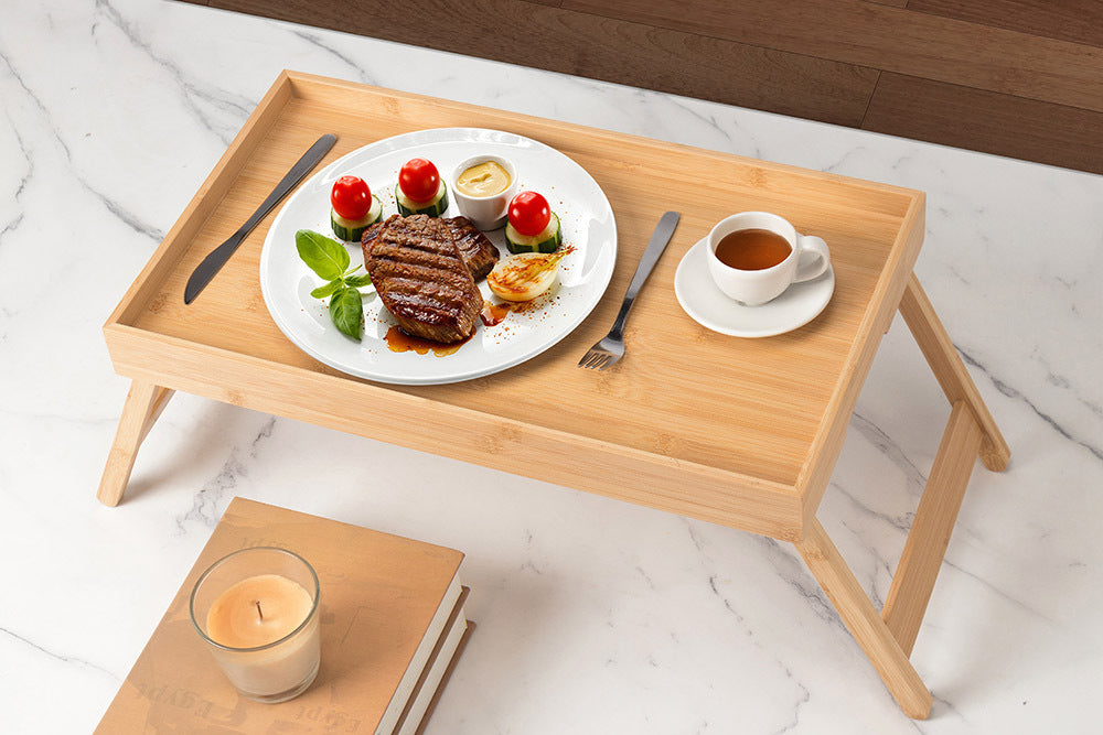 Tray LAGOON SPA 50cm Bamboo natural folding tablet