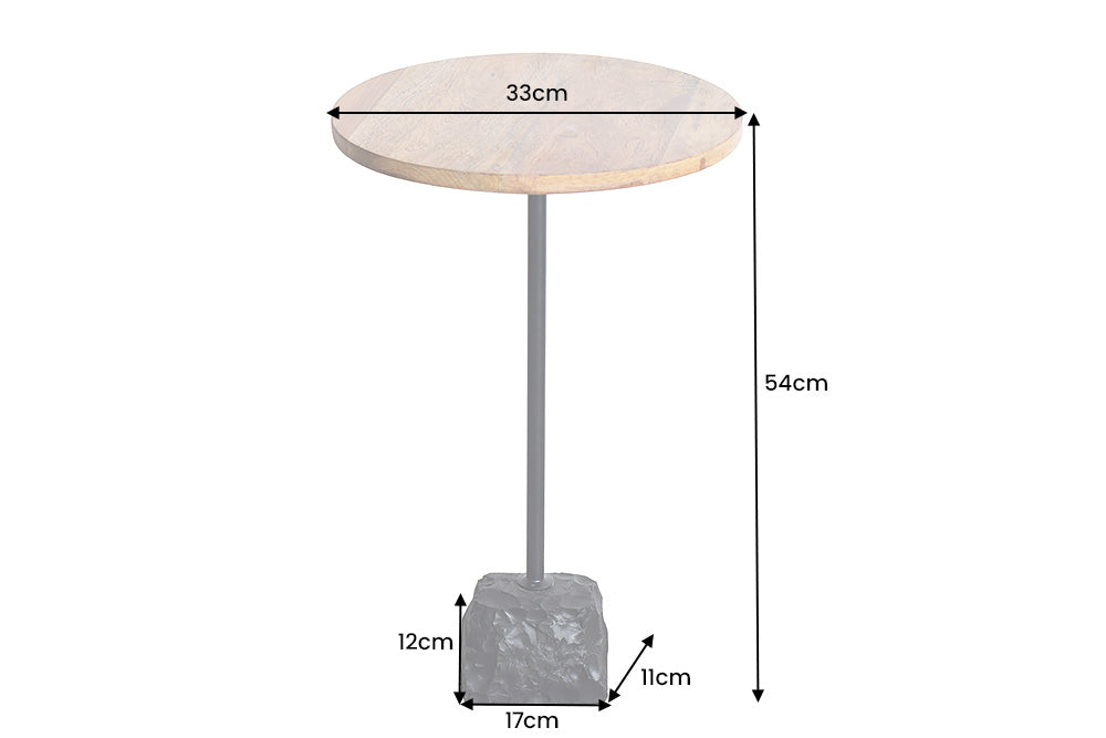 Side table TRAYFUL 55cm marble base and mango wood plate