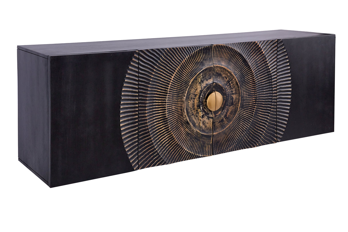 Sideboard GOLDEN SUNSET 180cm 3D hanging mango wood black