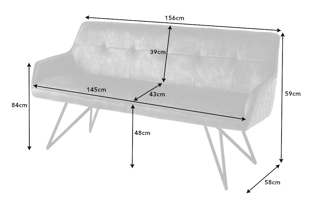 Bank EUPHORIA 160cm Samt dunkelgrau