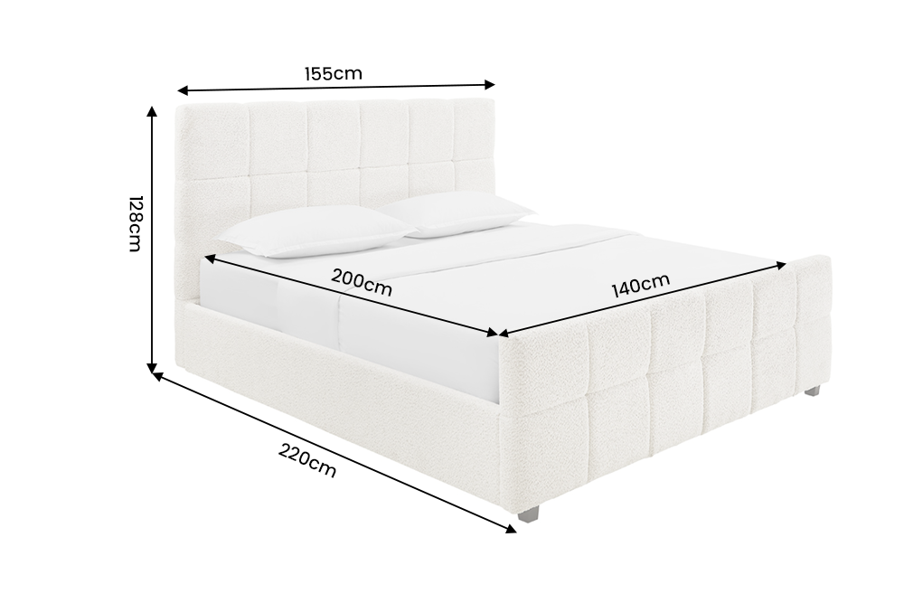 Bett PRESTIGE 140x200cm m. Stauraum Bouclé creme