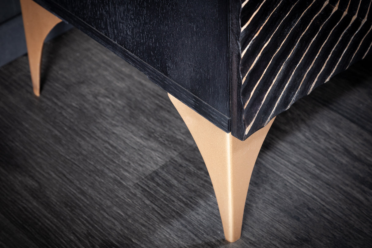 Highboard GOLDEN SUNSET 120cm 3D Mangoholz schwarz gold
