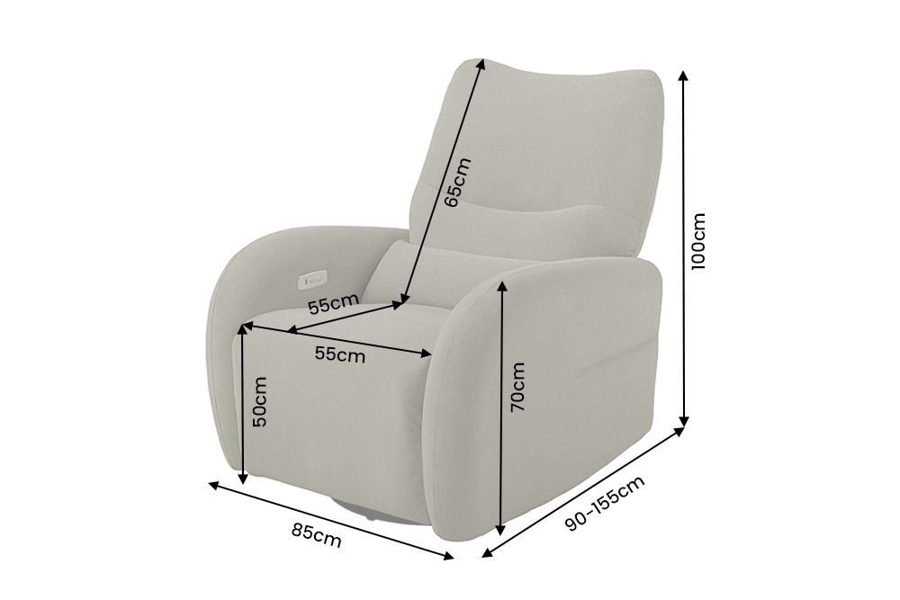 Kinosessel PRIORITY 360° drehbar elektrisch verstellbar mit USB-Anschluss Strukturstoff grün