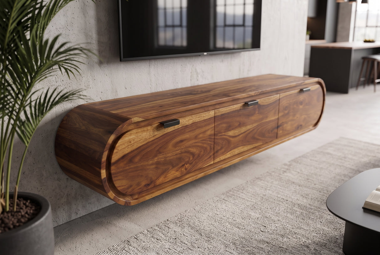 TV lowboard ORGANIC 160cm hanging sheesham wood brown