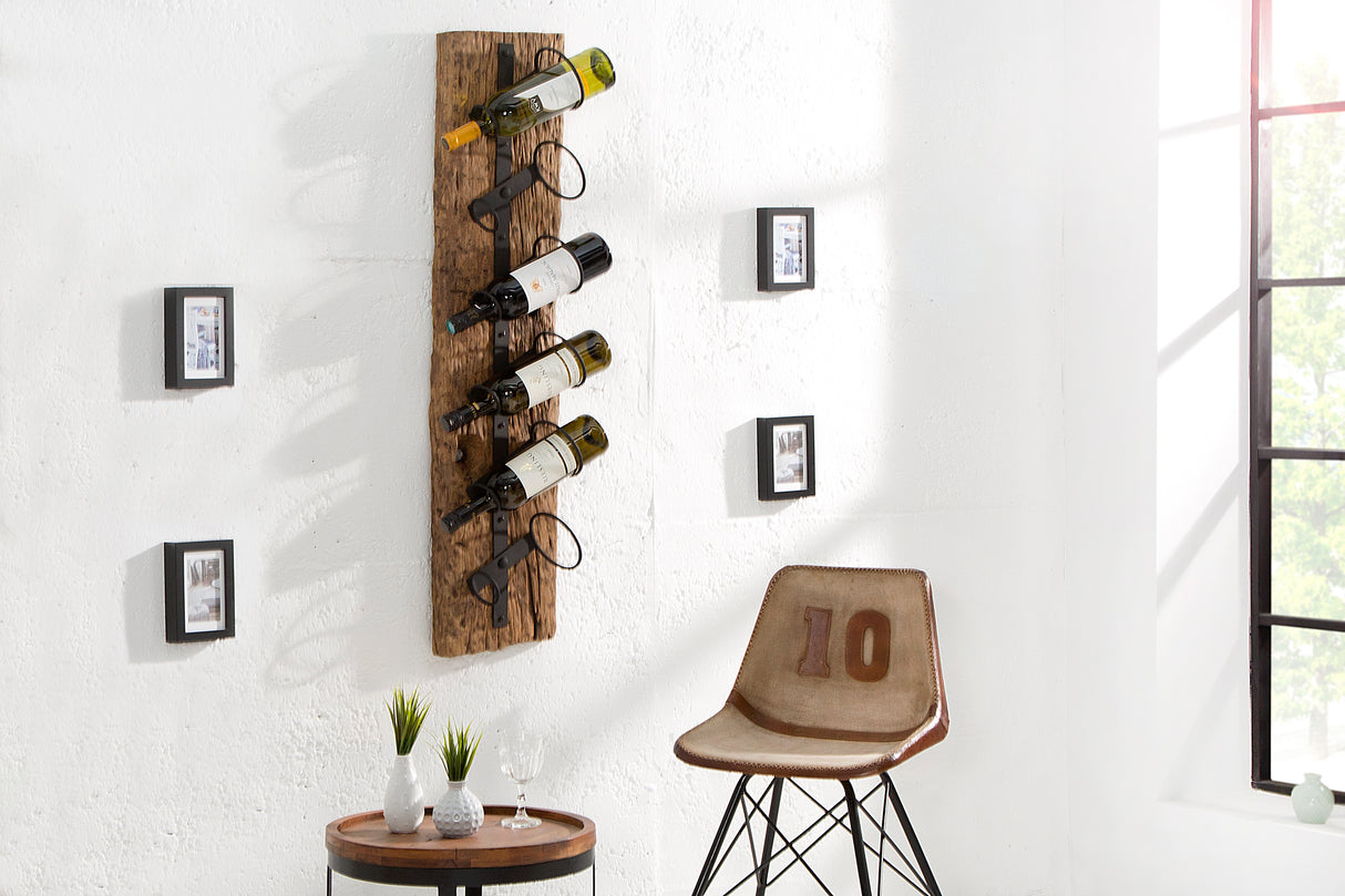 Wand Weinregal EUPHORIA BARRACUDA 100cm massives Teakholz