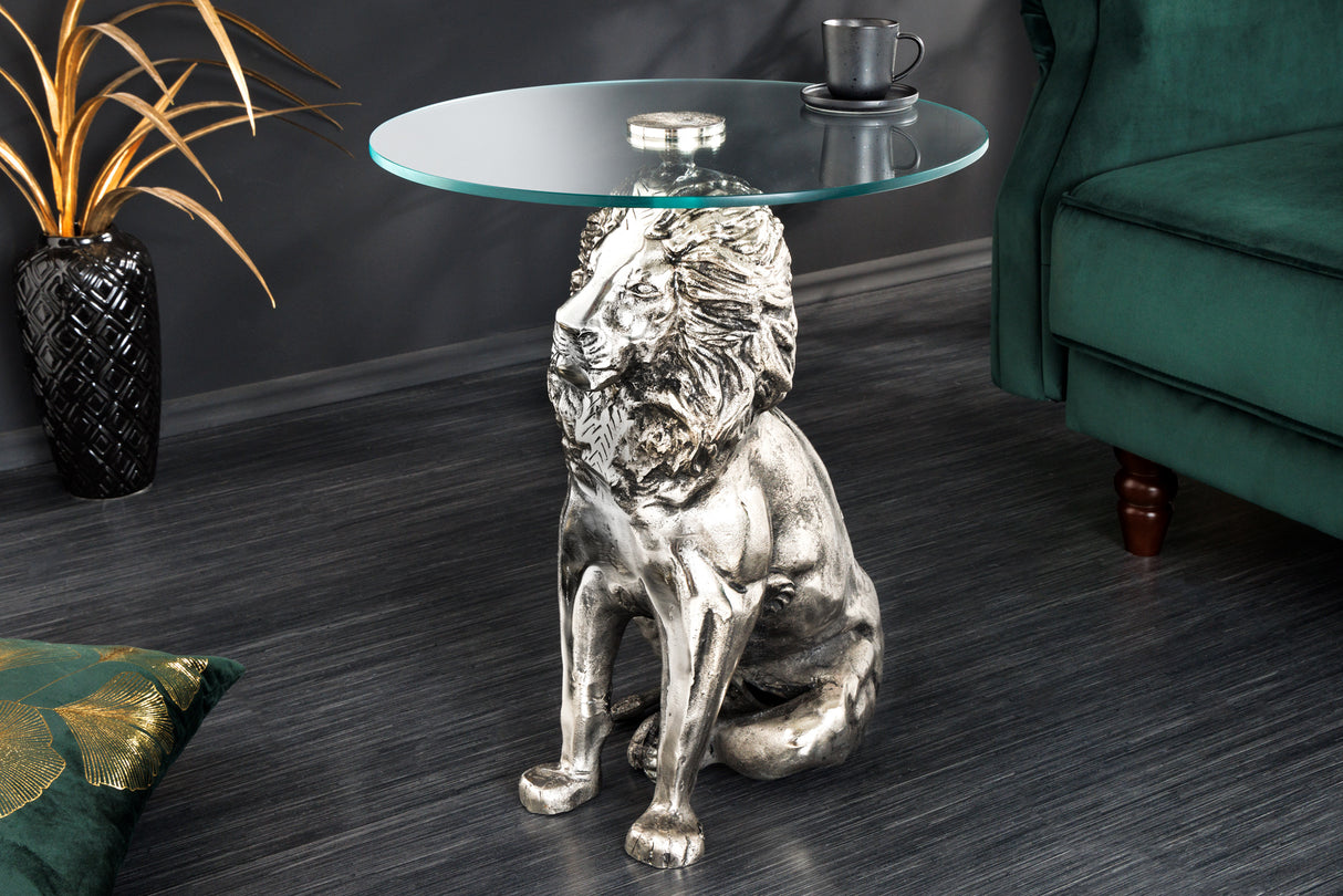 Beistelltisch WILDLIFE LION 60cm antik silber