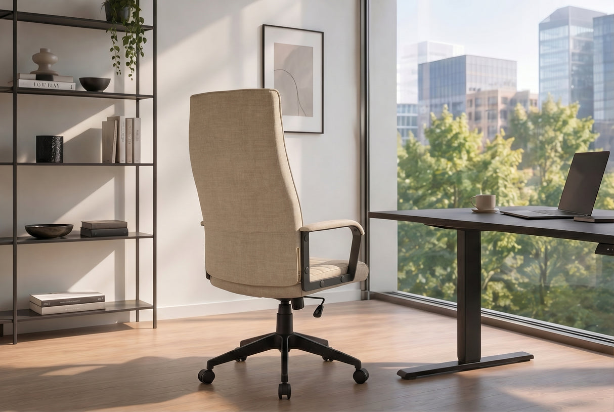 Bürostuhl LAZIO 49-59cm mit Wippfunktion Samt Velours Beige