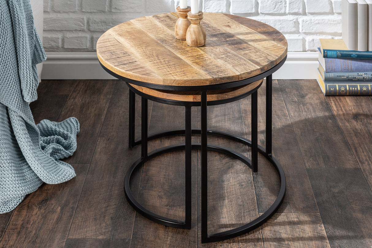 Beistelltisch ELEMENTS 2er Set Mangoholz natur