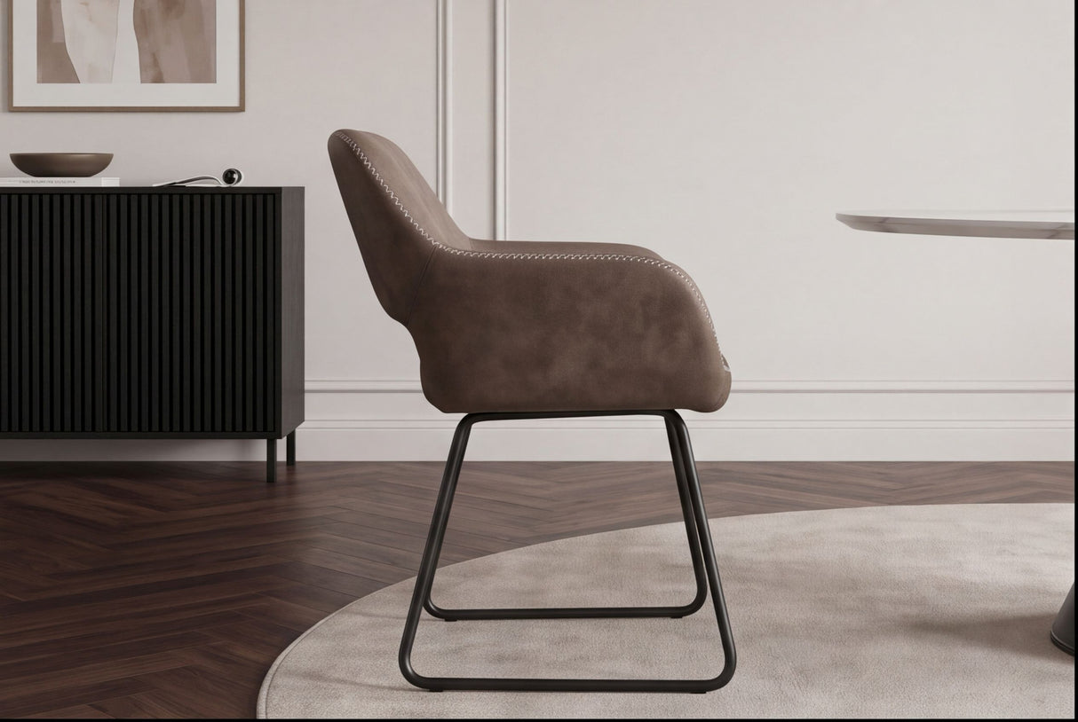Chair MUSTANG with armrests microfibre antique taupe