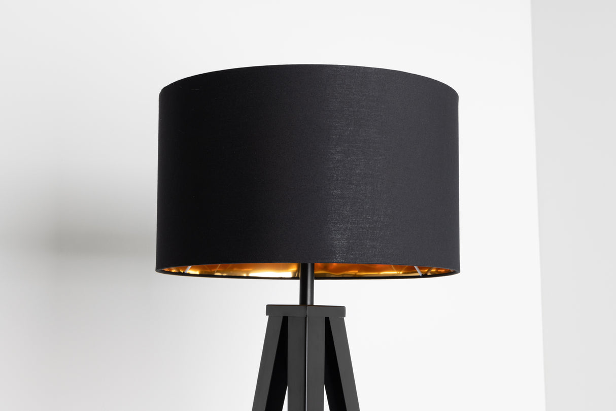Lampenschirm 40x25x40cm schwarz gold für Tischlampen