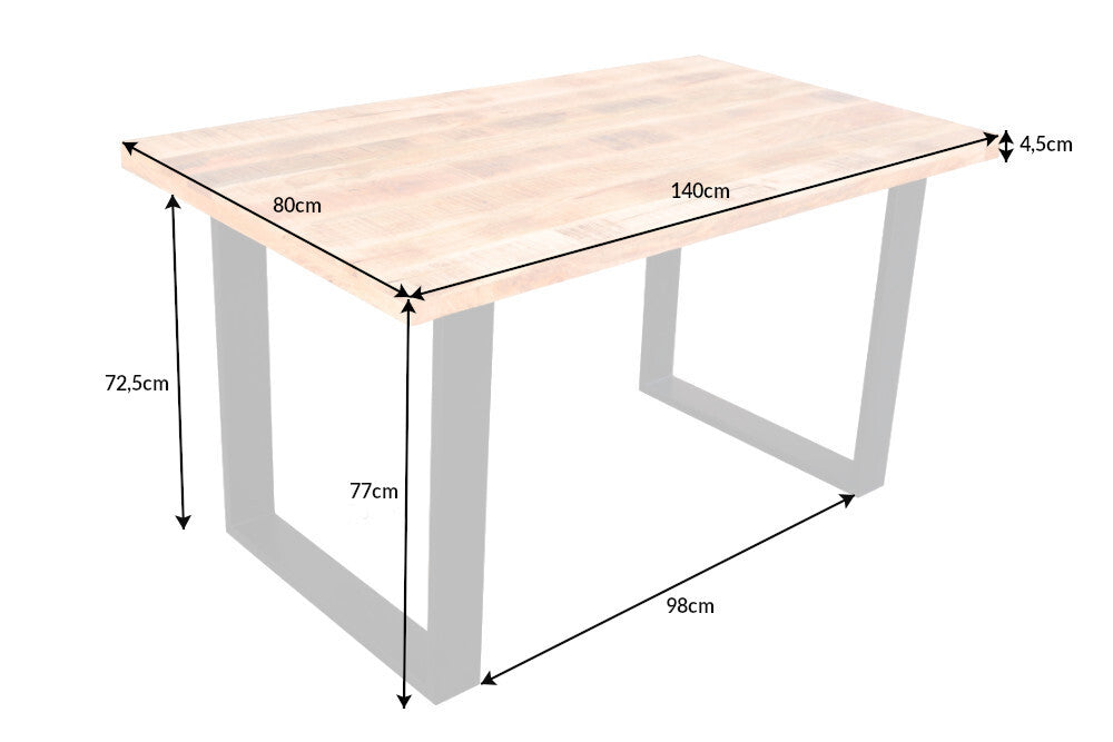 Dining table IRON CRAFT 140cm U-legs mango wood