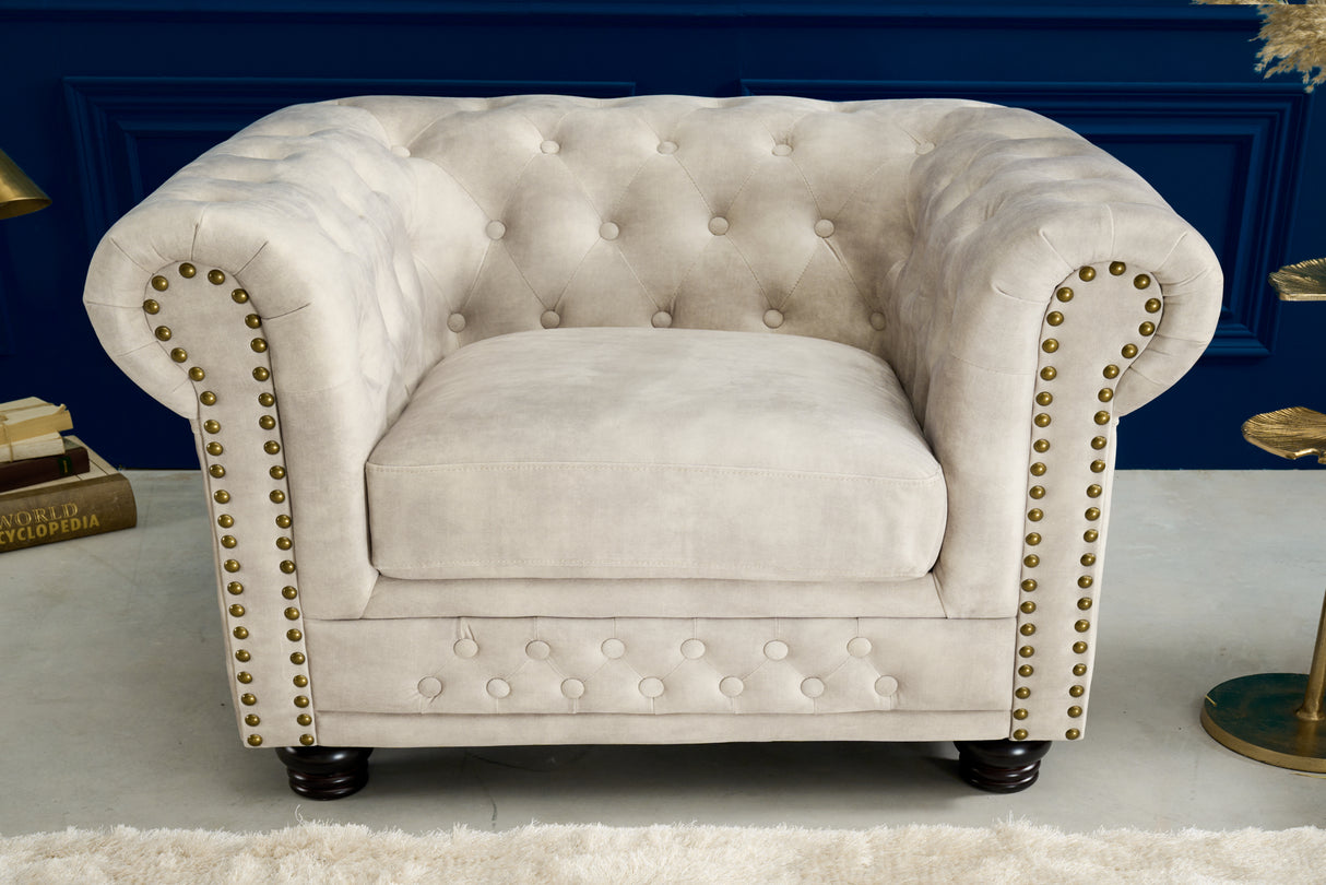 Armchair CHESTERFIELD velvet champagne