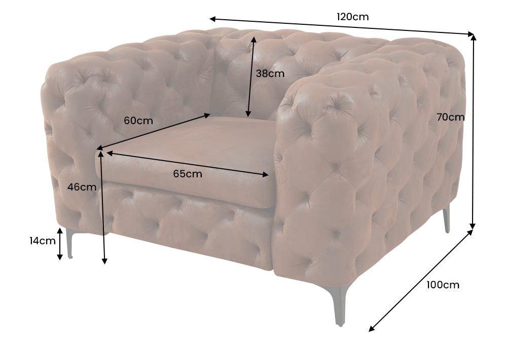 Sessel MODERN BAROCK 120cm Mikrofaser antikbraun im Chesterfield Stil