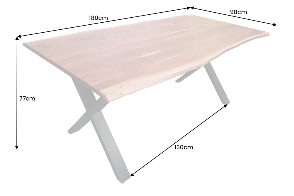 Dining table MAMMUT 180cm X-legs 26mm acacia wood natural