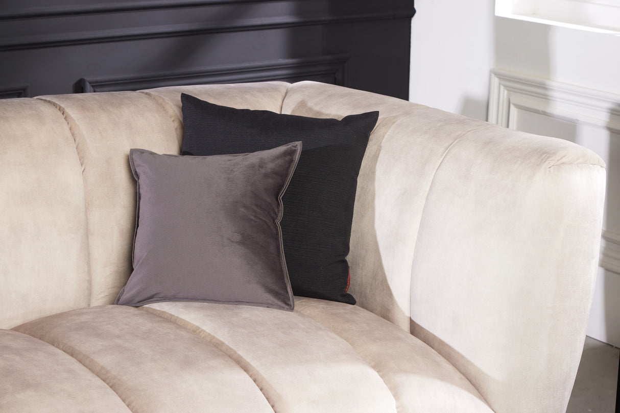 Sofa NOBLESSE 225cm 3-Sitzer Struktursamt Champagner mit schwarzen Füßen