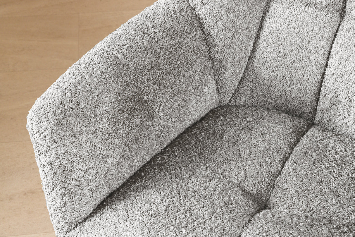 Drehstuhl PAPILLON um 180° drehbar mit Armlehnen Bouclé grau