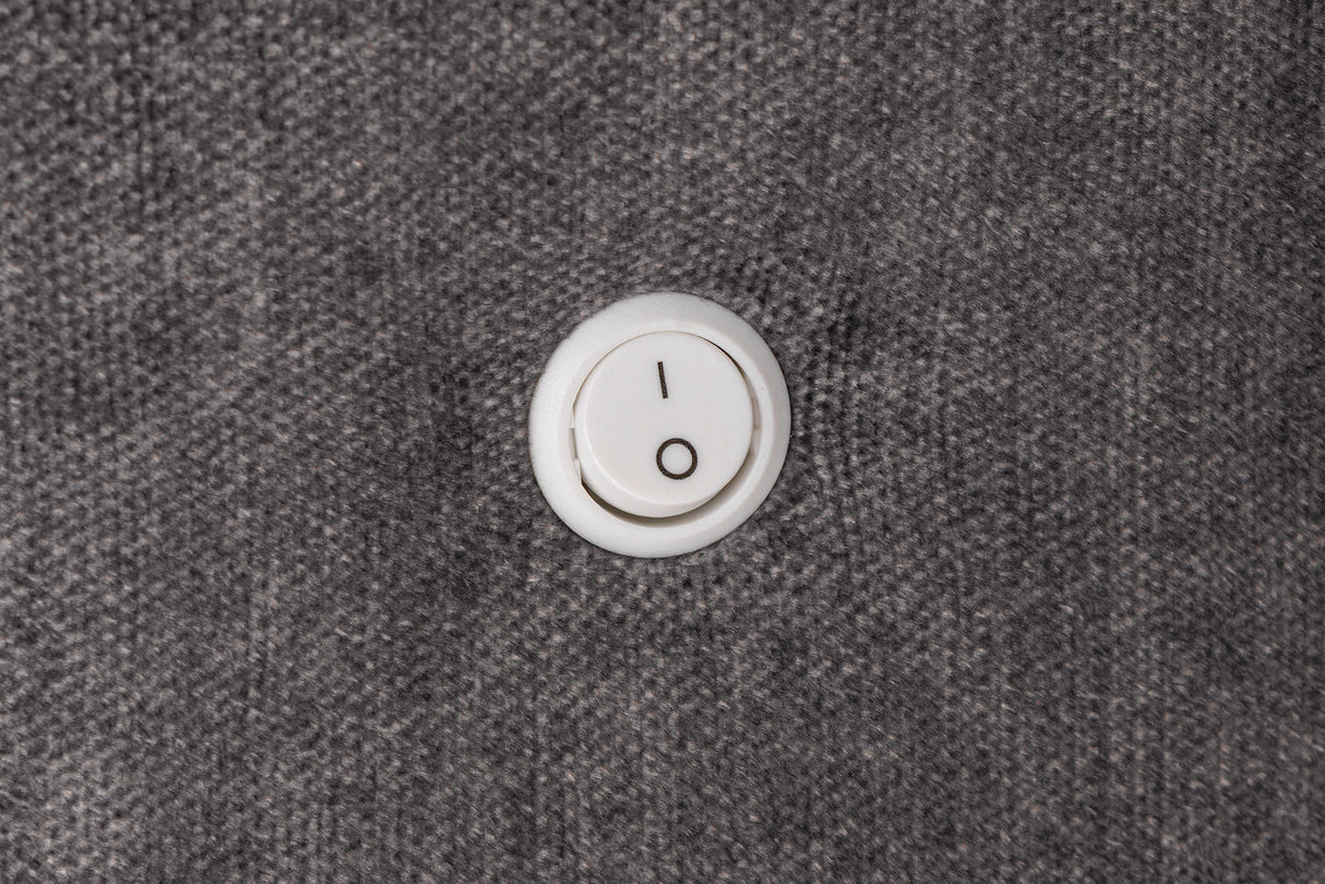 Bedside table SIGNUM oval w/ LED light 55cm velvet grey