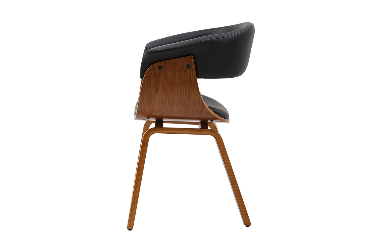Chair ORGANIC artificial leather black and walnut wood look
