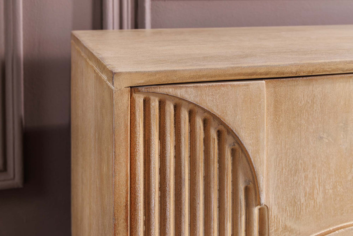 TV Board ART DECO 200cm 3D mango wood natural white