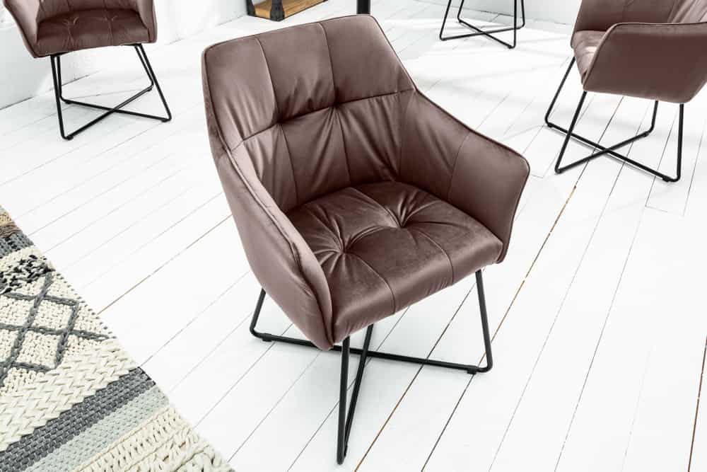 Chair LOFT with armrests velvet taupe brown