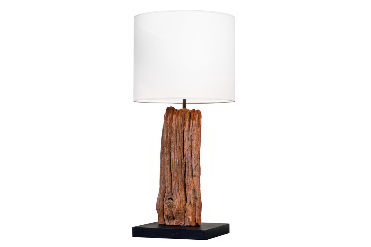 Tischlampe ROUSILIQUE 60cm Treibholz Baumwolllampenschirm