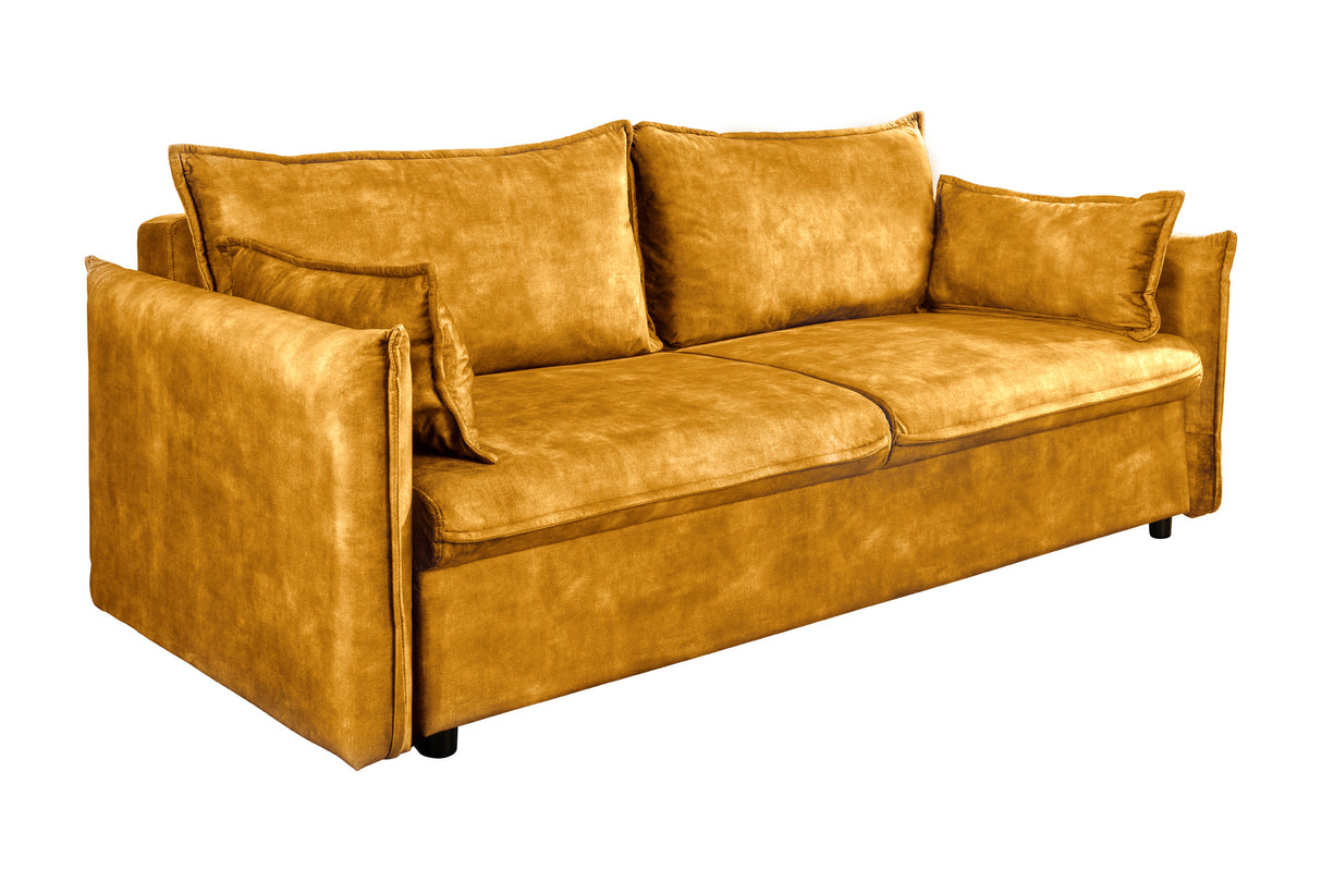 Sofa bed APARTMENT 215cm 3-seater velvet mustard yellow