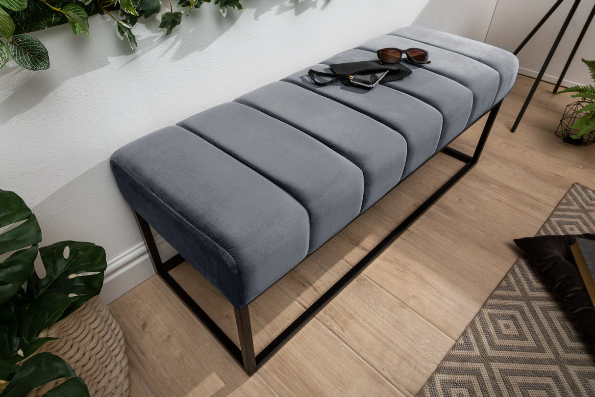 Bench PETIT BEAUTE 110cm velvet silver grey