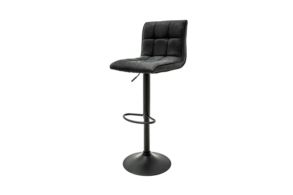 Barhocker MODENA 95-115cm Mikrofaser Vintage Grau m. schwarzem Metallgestell