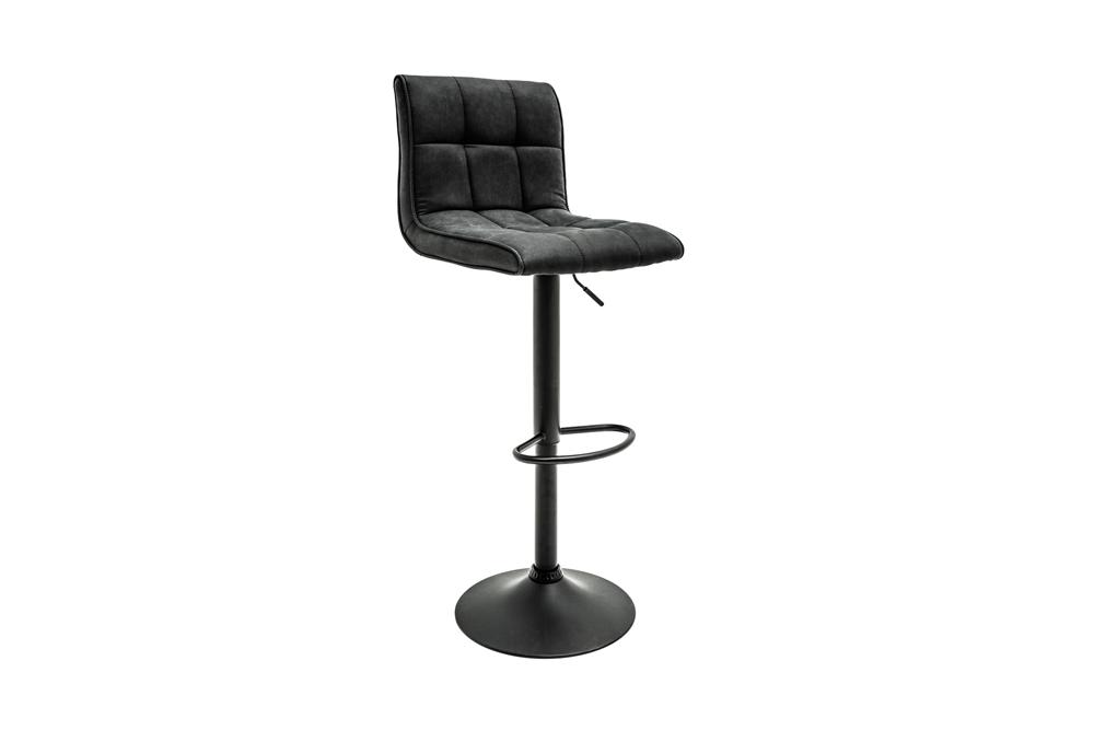 Bar stool MODENA 95-115cm height adjustable 360° rotatable microfibre vintage grey w/ black frame