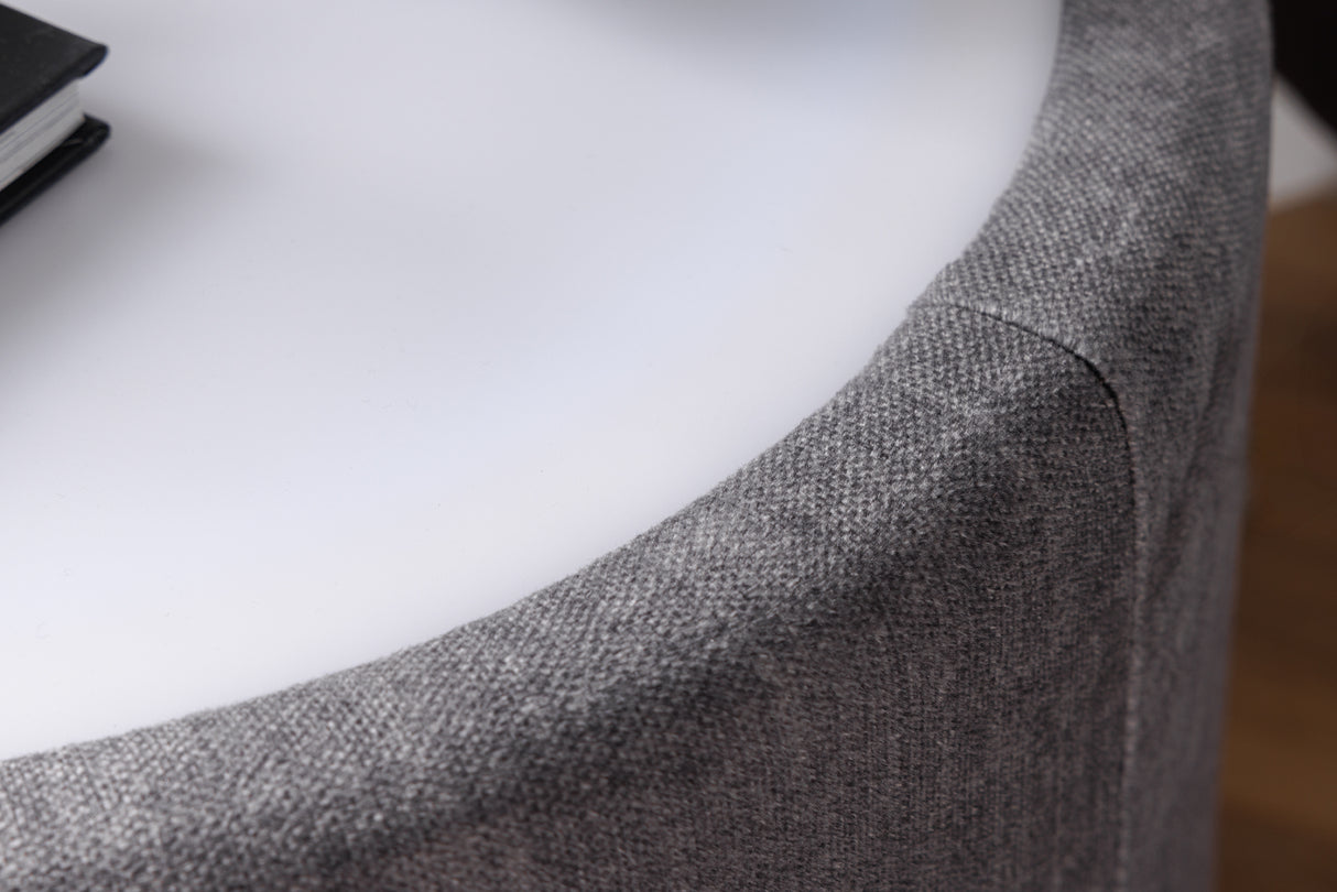 Bedside table SIGNUM round w/ LED light 55cm velvet grey