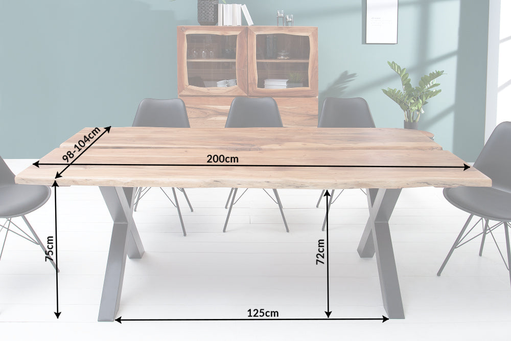 Dining table AMAZONAS 200cm X-legs acacia wood