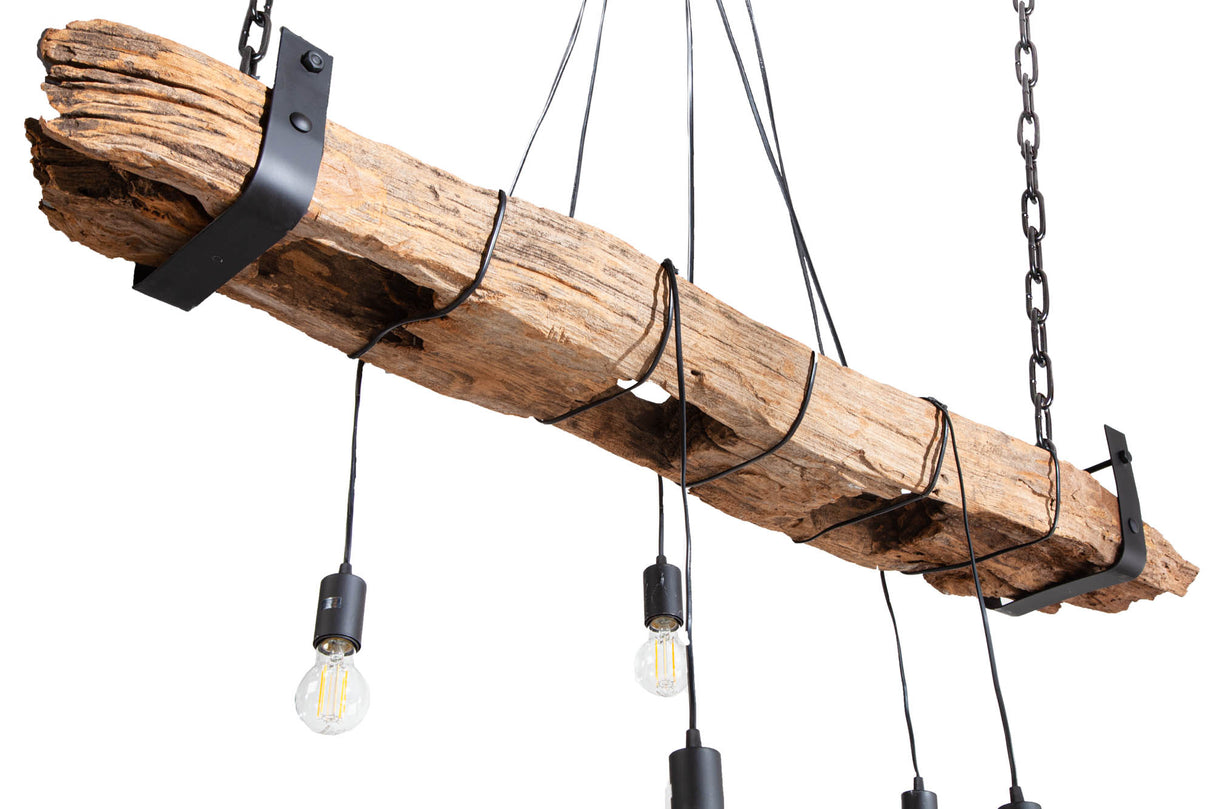 Pendelleuchte BARRACUDA 152cm für 5 Glühbirnen Recyclingholz