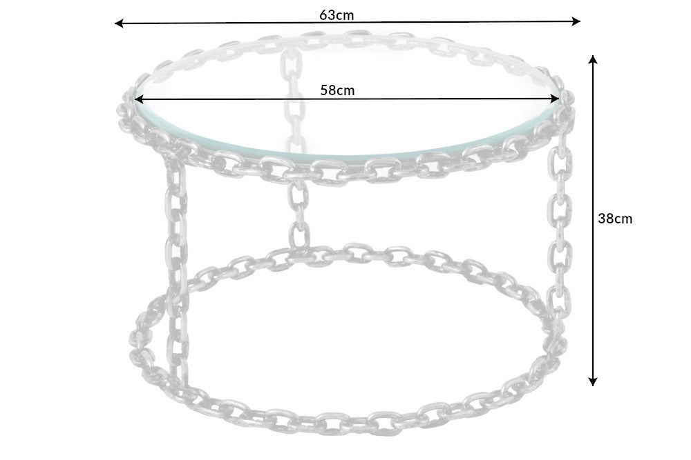 Couchtisch CHAIN 65cm mit Glasplatte