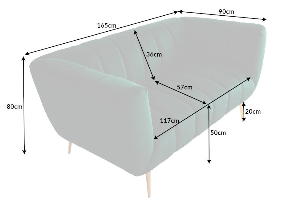 Sofa NOBLESSE 165cm 2-Sitzer Samt smaragdgrün mit goldenen Füßen