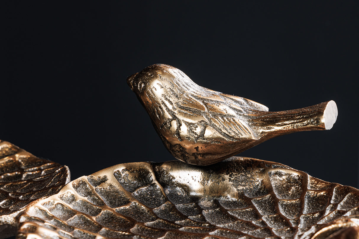 Beistelltisch BIRDS 60cm Blatt Design Antik Messing Outdoor